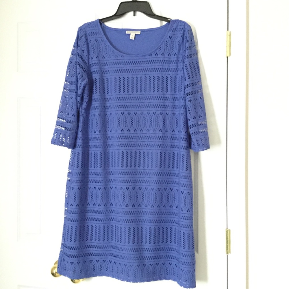 Dana Buchman Blue Lace Dress sz Large, one flaw